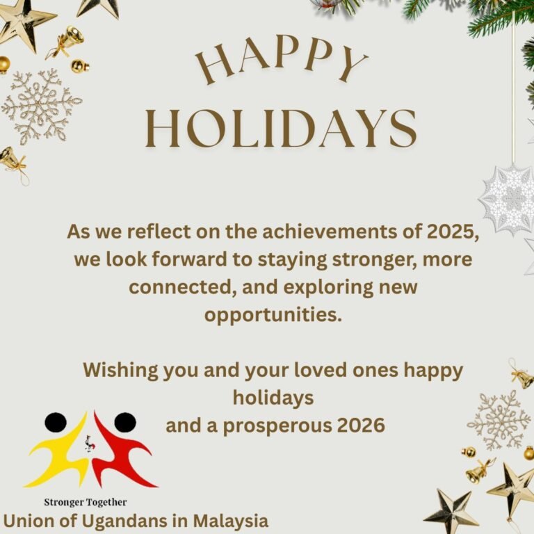 Season’s greetings graphic from the Union of Ugandans in Malaysia